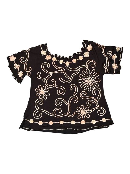 Lauren Michelle Tops - Lauren Michelle Black Embellished Floral Swirl Women's Size 1X